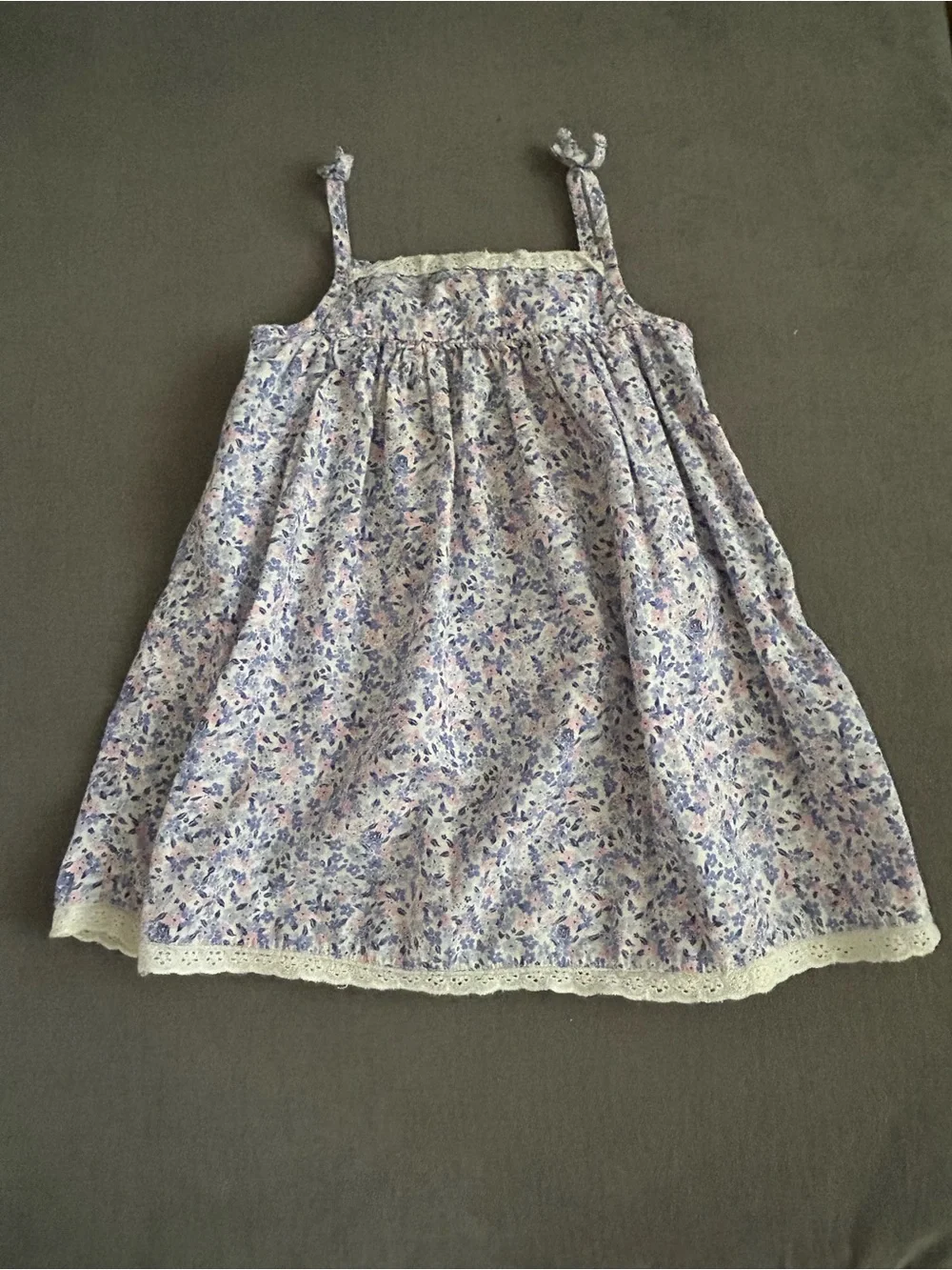 Jillian’s Closet Girls' Lavender Floral Sundress with Lace Trim 18M